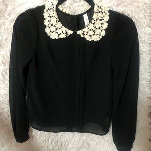 Xhilaration- Black Dress Top crochet collar
